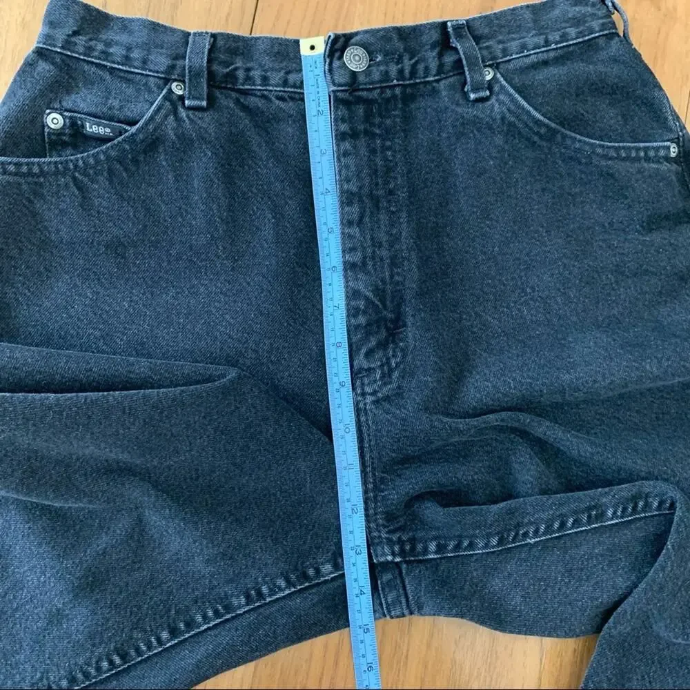 Vintage Lee Jeans 14 Long Black Tapered High Waist Union Made